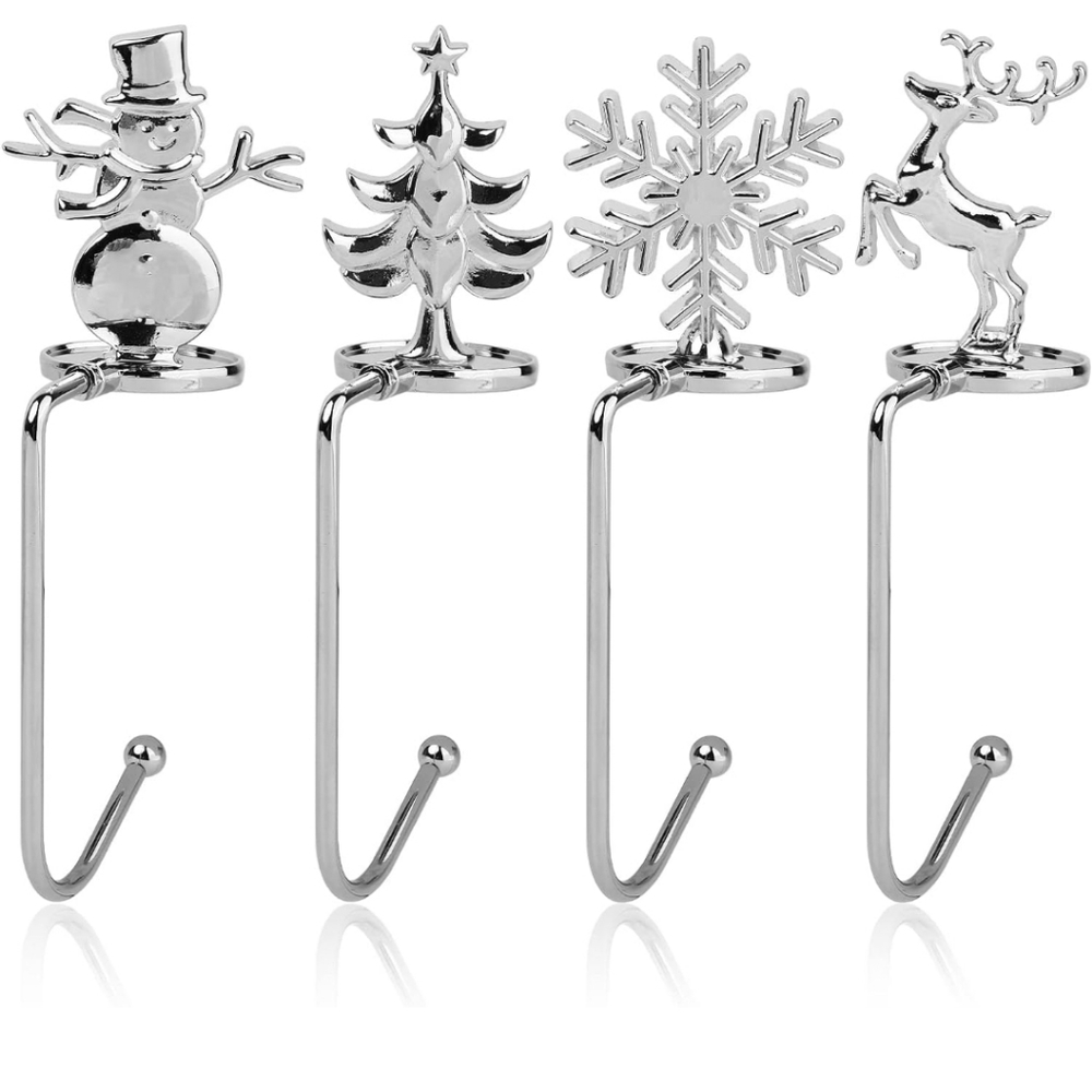 New! Silver Tone Christmas Stocking Holders